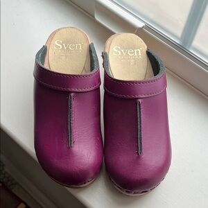 Sven Original Purple Leather Clogs Kids 13